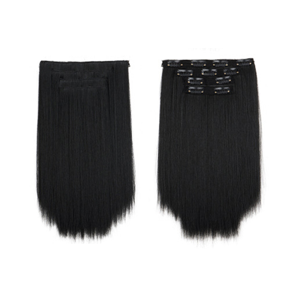Bright-Home (1B) 4Pcs Hair Extensions Long Straight Clip In Bb Clips Breathable Soft Wigs Invisible Clip On Hair Extensions Set Medium