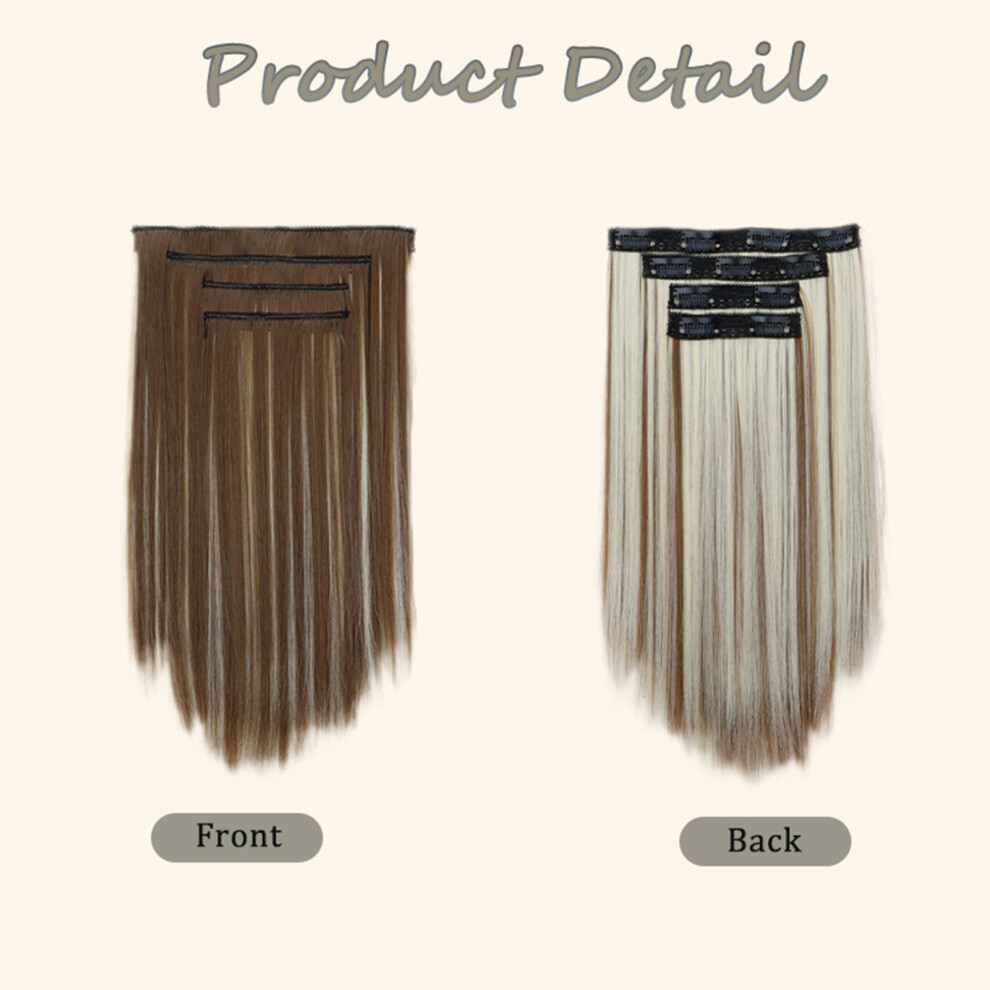 Penghui-Toys (6H613#) 4Pcs Clip-In Hair Extensions, Long Straight, Invisible