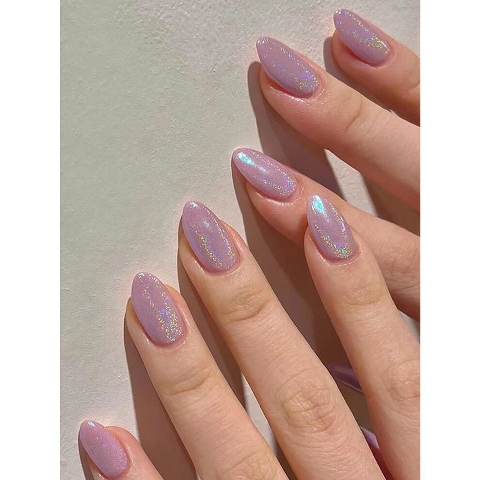 Hue-Grain Purple Press-On Nails, Full Cover For Daily Wear