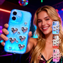 LED Bowknot Phone Case with Built-in Light, Compatible with iPhone X/11/12/13/14/15/16/17, Fashion Flash Protective Cover