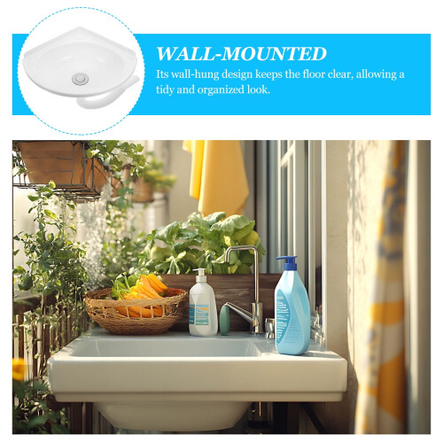 Corner Sink Wall-Mounted Triangular 18 Inch 2