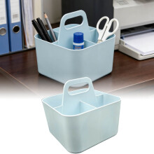 Stackable Acrylic Pen Holder with Handle, 3 Compartments & Removable Dividers – Compatible with Art Supplies, Markers, Colored Pencils