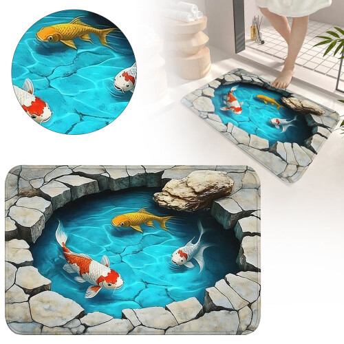 Χαλί μπάνιου Koi Fish Indoor3D Limn Design Ορθογώνιο 15,7x 1