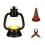 Mini lanterna western da 10 cm con cappello e sciarpa in maglia per bambola. 1