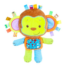 Monkey Plush Activity Blanket & Sensory Toy for Newborns/Toddlers – Soothing Lovey Soft Toy Gift, Compatible with Baby Play