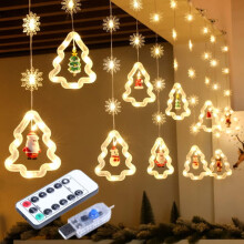 LED Fairy Christmas Lights – Star, Tree, Snowman, Santa Shapes, Warm White, USB/Remote, 8 Modes, Indoor/Outdoor Decor – Compatible with USB Power