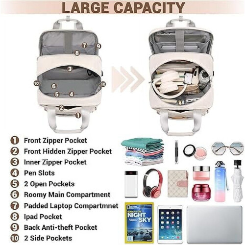 Mochila de viagem feminina para laptop de 15,6 polegadas resistente à água 1