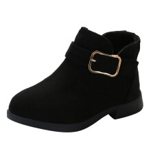 Girls Boots Fashion Solid Color Short Style Durable Girls Boots for Everyday Style,Z01 Black,5.5-6 Years