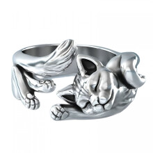 DESIGNICE Silver Cat Rings for Women – 925 Sterling Silver Adjustable Kitty Rings, Mother's Day Gift, Animal Jewelry