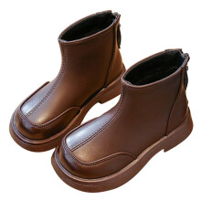 Toddler Ankle Boots, Soft Sole Leather Casual Booties for Girls – Comfortable School & Outdoor Footwear, Z03 Brown, 4.5–5 Years, Compatible with