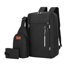 3-Piece Backpack Set: Large USB Charging Backpack with Laptop Compartment, Multipurpose Travel Backpack for School, College, Business – Compatible