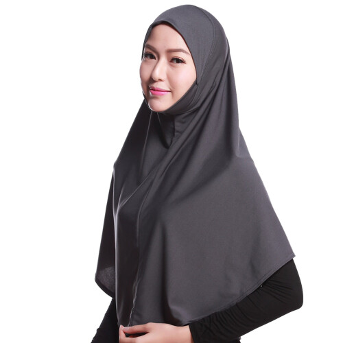 Lenço Hijab feminino cinza em mistura de algodão, 80 cm 2