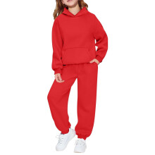 Tyttöjen pitkähihainen hupullinen jogger-puku, rento kaksiosainen asu, pehmeä, mukava, urheilullinen oloasu taaperoille, nuorille, lapsille,