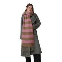 Cachecol/xale feminino grosso, quente e elegante, com estampa listrada de alta qualidade, ideal para outono e inverno, perfeito para looks ao ar