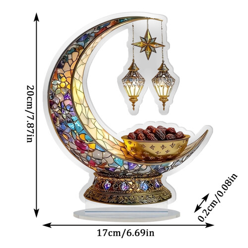 Crescent Moon Table Ornament Stained Glass Style Ramadan 2