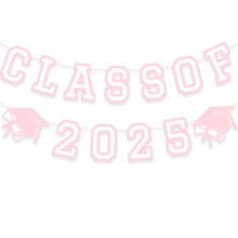 Bannière et guirlande « Remise des diplômes 2025 », décorations pour fête de fin d'études secondaires, panneau suspendu rose pour décor de
