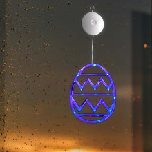 Luz decorativa de ventana con ventosa en forma de huevo de Pascua, decoración LED azul de Pascua con gancho para colgar, ideal para el hogar,