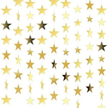 Guirnalda de papel con estrellas brillantes de 65 pies, doble cara, color dorado, ideal para graduaciones, bodas, cumpleaños y fiestas de Año Nuevo