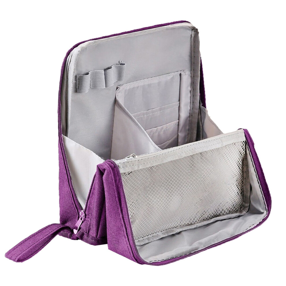 Purple Standing Makeup Bag, Large Capacity Oxford Cloth Toiletry & Stationery Organizer With Compartments Â Compatible With 2025 Models