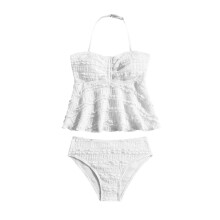 Μαγιό Tankini με ριμπ ύφανση για κορίτσια, δύο τεμαχίων υψηλής ελαστικότητας για