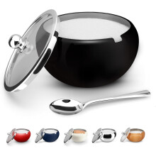 Sucrier avec couvercle et cuillère, récipient à sucre avec couvercle, utilisable aussi pour le sel et le café, contenance de 2 tasses, compatible