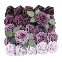Roses artificielles, roses violettes, roses artificielles et tiges, bouquet de mariée à faire soi-même, décoration de centre de table,