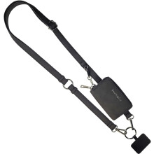 Lanière de téléphone Clip and Go en cuir végétalien brossé - Étui bandoulière avec pochette, sangle ajustable et amovible