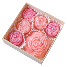 Velas aromáticas con forma de peonía, cera de soja, paquete de 6
