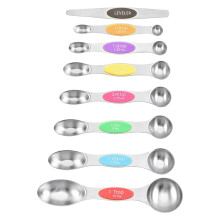 Offre spéciale ! Ensemble de 8 cuillères doseuses magnétiques empilables en métal, idéales pour la pâtisserie et la cuisine.