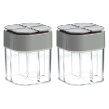 Ensemble de pots à épices gris avec couvercles saupoudreurs, design multifonctionnel 4 en 1 pour la cuisine et le barbecue, comprend 2 pièces