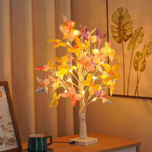 Fall Decorations for Home, USB Lighted hite Birch Colorful Butterflys Tree Fall Decor, Artificial Trees for Autumn, Thanksgiving
