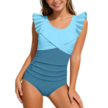 Μαγιό Tankini για κορίτσια με βολάν στην πλάτη, για παραλία/πισίνα, μπλε, μέγεθος 9-10