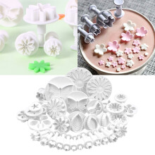 33 emporte-pièces à piston pour fondant, gâteaux et biscuits – formes de fleurs, feuilles et fruits, compatibles avec Wilton et KitchenAid
