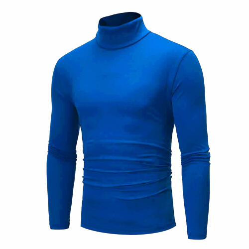 Men's Long Sleeve Bottoming Underwear Tops Pullover Sweater Blouse Solid Slim Turtleneck Warm Cotton Solid Color 1
