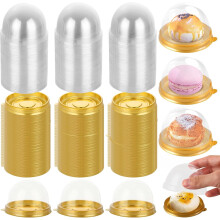 200 Pcs Clear Plastic Cupcake Boxes – Mooncake & Mini Bundt Cake Containers with Dome Lids, Compatible with Flan, Cheese Pastry