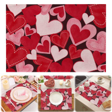 Placemats met rood hartje in landelijke stijl, 12x18 inch.