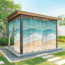 Vonkajšie závesy Teal Ripple s vodeodolnými očkami, 1 panel