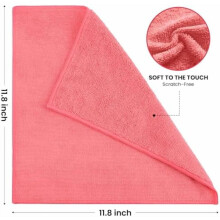 Roze microvezel schoonmaakdoekjes, 12 stuks, 11,8" x 11,8"