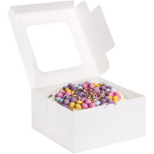 24pcs 10x10x5" White Square Bakery Boxes with Window – Compatible with Cakes, Pastries, Cookies, Chocolates, Pies – for Birthday, Wedding,