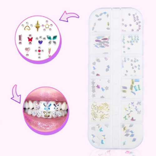 Σετ κοσμημάτων δοντιών Gem Bling με κουτί με πολύχρωμα διακοσμητικά δοντιών Rhinestone 1