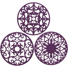 Conjunto de 3 Descansos de Panela de Silicone para Pratos, Cor Roxa