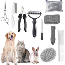 9-Piece Dog Brush Kit for Shedding – Slicker, Undercoat Rake, Nail Clipper & File, Compatible with All Small/Large Dogs & Cats