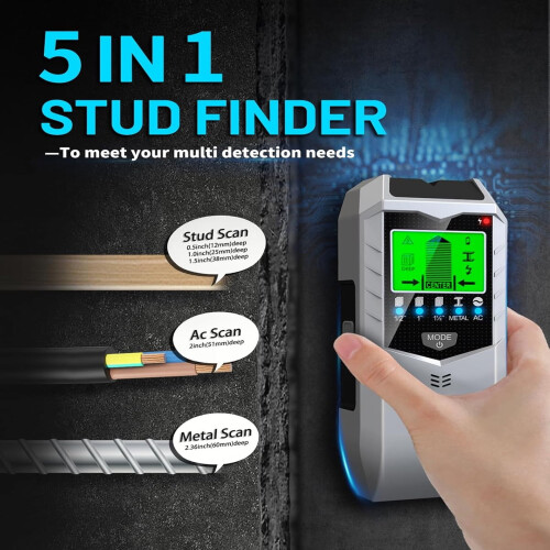 Σαρωτής τοίχου Stud Finder 5 σε 1 – Συμβατό με ξύλο, μέταλλο, καλώδια AC. Υψηλή ακρίβεια 2