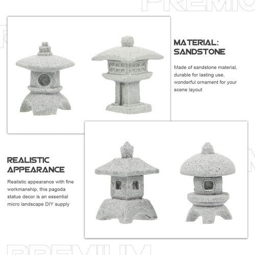 Mini statue décorative en grès gris (4 pièces) 2