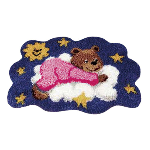 DIY Latch Hook Rug Kits Needlework Rug Making Crochet Stitching Thread Tool Bear Bear Pink 2