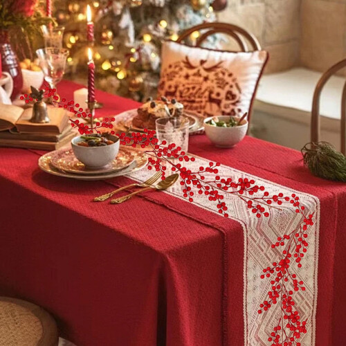 Kerstkrans van rode bessen, kunstmatige slinger van 1,80 m. 1