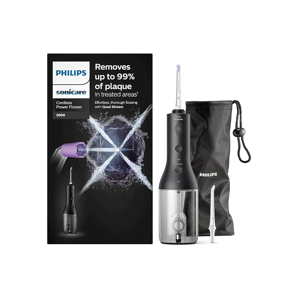 Eau Philips Philips Sonicare Cordless Power Flosser 3000 Oral Irrigator - Water Flosser For Teeth, Gums And Dental Care, Black