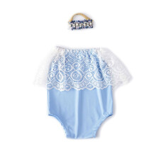 Set of 2pcs Baby Romper and Headwear Girls Jumpsuit Costume Accessories Photography Props for Newborns Photoshoots