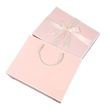 Roze strikdoos van duurzaam papier, 1 stuk
