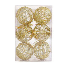 Golden Christmas Balls, 2.36in Metal Gold Hollowed Out Christmas Balls Christmas Tree Hanging Decorations for Xmas Trees Wedding Party Decor